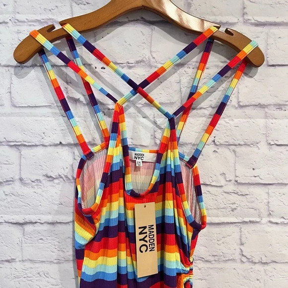 Madden NYC Women's Juniors Double Strap Ruched Front Mini Dress - Picture 5 of 11